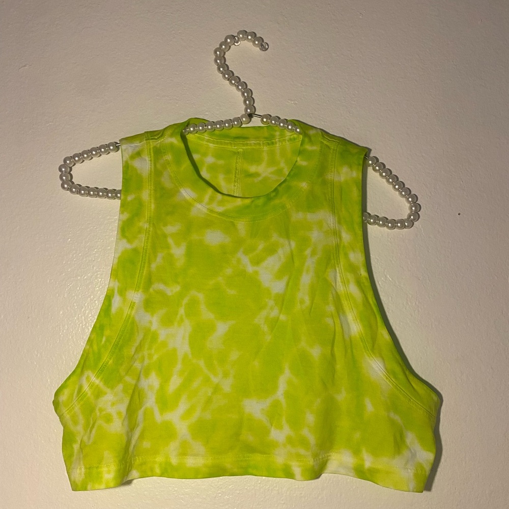 Lululemon All Yours Crop Tank Size 2 Marmoleado Tie Dye Eccentric Lime